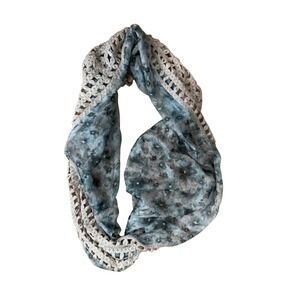 Womens Infinity Scarf Crochet Trim Floral Print Chiffon Loop Neck Warmer